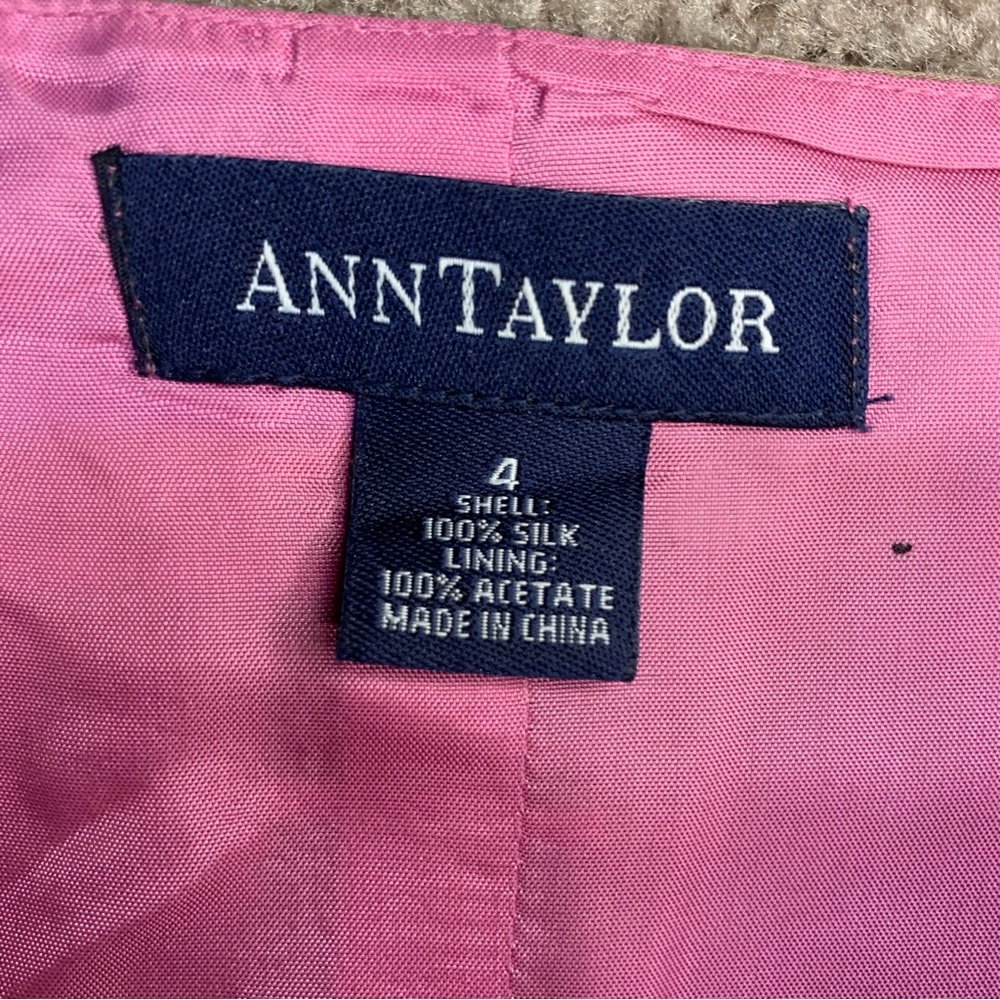 Ann Taylor Sz4 100% silk pink&brown striped sleeveless zip corset top with stays - Picture 4 of 9